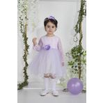 Minimony 6-24 Ay Uzun Kol Tüllü Kız Bebek Çocuk Bayramlık Abiye Gelinlik Elbisesi 1009