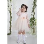 MİNİMONY Minimony 6-24 Ay Uzun Kol Tüllü Kız Bebek Çocuk Bayramlık Abiye Gelinlik Elbisesi 4004