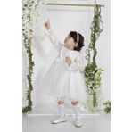 MİNİMONY Minimony Uzun Kol Dantelli Kız Bebek Çocuk Bayramlık Abiye Gelinlik Elbisesi 4002