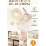 Miningaa 2 Metre + 4 Adet Köşe Koruyuculu Esnek ve Yumuşak Kauçuk Krem Renk Kenar Koruyucu