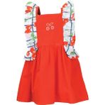 Mininio Kız Bebek Kırmızı Cherry Kolları Fırfırlı Elbise (9 Ay - 4 Yaş )
