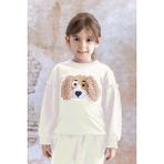 Mininio Kız Bebek Kulak Detaylı Sweatshirt - Skasar - Beyaz - 4 Yaş