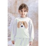Mininio Kız Çocuk Kulak Detaylı Sweatshirt - Skasar - 7 Yaş - Ekru
