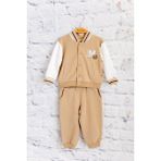 Mininio Unisex Bebek Nakış Detaylı Eşofman Takımı - Bej - 9 - 12 Ay