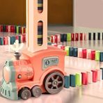 Minio Baby - Işıklı Sesli Domino Tren - Otomatik Domino Dizilimi - Eğitici Oyuncak - Tren, 30 Domino Taşı ve Kaktüs - Pembe