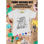 Minion Tişört Boyama Seti – Çocuk Full Set Fırçalı, Kreatif Elbise Tasarım Oyunu, 3+ Yaş - Beyaz