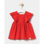 Minipodyum Kız Bebek Fırfır Detaylı Yazlık Elbise Basic Stil ile Günlük Kullanım için Kırmızı - 9 Ay
