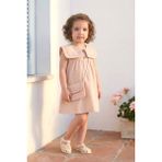 Minipodyum Kız Bebek Yakası Nakışlı Çantalı Elbise - 9 - 12 Ay - Pudra