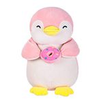 MINISO 33 cm Dolgu Hayvanlar, Penguen Sevimli Peluş Kawaii Vücut Yastığı Yumuşak Peluşlar, Penguen Peluş Kırlent Bebek Büyük Peluş Oyuncaklar Sevgililer Günü Hediyesi (Donut Tutarak)