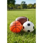 Miniso Lisanslı 3'lü Şişme Spor Topu Seti – Futbol, Basketbol ve Amerikan Futbolu Tasarımlı Oyun Seti 28 Cm