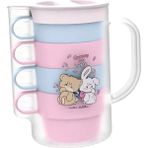Miniso Mikko Lisanslı 4 Bardaklı Plastik Sürahi Seti (1000ML)