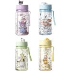Miniso Sanrio Lisanslı Askılı Simli Plastik Şişe (300ML) - Kuromi - Cinnamoroll - Pompompurin