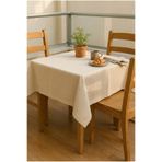 MiniStand Doğal Ham Bez Kare Balkon Masa Örtüsü 90x90 cm Minimal Yıkanabilir 2 Kişilik