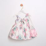 ministok April Çiçek Desenli Cut Out Detaylı Çanta Aksesuarlı Kız Çocuk Elbise - 3 Yaş - Pembe