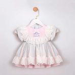ministok Carousel Nakış Detaylı Kız Bebek Elbise - 6 - 9 Ay - Mavi