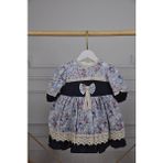 ministok Dantelliçıtır Çiçek Desenli Vintage Elbise - 3 - 4 Yaş - Mavi