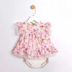 ministok Joyce Çiçek Desenli Külotlu Kız Bebek Elbise - 9 - 12 Ay - Pembe