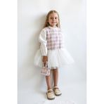 ministok Lucia Kaz Ayağı Desenli Tütü Etekli Çanta Aksesuarlı Kız Çocuk Elbise - 4 Yaş - Pembe
