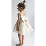 ministok Perla Dantelli Arkası Fiyonklu Kız Çocuk Elbise - 5 Yaş - Krem