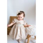 ministok Sementa Kız Bebek Nakışlı Elbise - 12 - 18 Ay - Bej