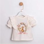 ministok Stella Kız Bebek T-Shirt- Etek Takım - Ekru - 6 - 9 Ay