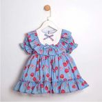 ministok Sweet Cherry Kısa Kollu Kız Çocuk Elbise - 3 Yaş - Mavi