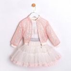 ministok Tina Pul Payetli Ceket Tütü Etekli 3'lü Kız Çocuk Takım - Pembe - 2 Yaş