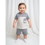 Minitix Baby Erkek Bebek %100 Pamuklu Cool Baskılı Şortlu Takım - 2’li Set - 18 Ay - Gri - Beyaz