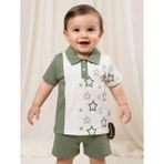 Minitix Baby Yıldız Desenli Polo Yaka Erkek Bebek Şortlu Takım %100 Pamuk Yazlık 2’li Takım 0-24 Ay - 18 Ay - Yeşil