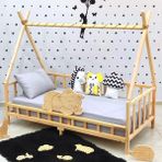 MiniWood Ayıcıklı Montessori Yatak Ahşap Çocuk ve Bebek Karyola - 80 x 180 cm