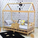 MiniWood Çocuk Karyola Doğal Çam Montessori Yatak Bebek Beşiği - 90 x 190 cm - Ahşap