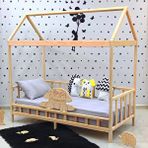 MiniWood Doğal Çam Montessori Karyola Çocuk Ve Bebek Yatağı