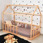MiniWood Montessori Çocuk Yatak Doğal Çam Karyola Sevgi - 120 x 200 cm - Ahşap
