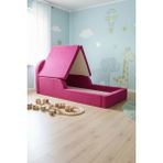 MiniWood Montessori Katlanır Çocuk Yatak Oyun Alanlı Karyola Sünger Yer Yatağı Bebek Beşik - Fuşya - 90 x 190 cm