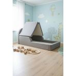 MiniWood Montessori Katlanır Çocuk Yatak Oyun Alanlı Karyola Sünger Yer Yatağı Bebek Beşik - Gri - 90 x 190 cm