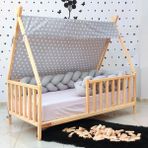 MiniWood Montessori Yatak Ahşap Doğal Çam Karyola Bodrum - 90 x 190 cm