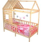MiniWood Montessori Yatak Çocuk Yatak Pencereli Çatılı Çam 90x190 Elit