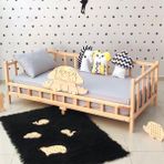 MiniWood Sevimli Figürlü 90 x 190 Montessori Yatak Çocuk Karyola - 80 x 130 cm - Ahşap