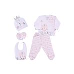 Miniworld Kiz Bebek Kedi Temali Pembe 0-3 Ay 5Li Hastane Cikis Takimi