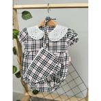 Minizade Kız Bebek Şapkalı Pötikare Desenli Çıtçıtlı Romper Badi Ikili Set - 9 - 12 Ay - Renkli