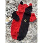 Minizade Peluş Fermuarlı Kışlık Ponponlu Palyaço Bebek Uyku Tulumu - Kırmızı - Siyah - 1 - 1,5 Yaş