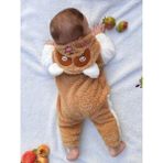 Minizade Welsoft Peluş Fermuarlı Kışlık Panda Bebek Uyku Tulumu - 0 - 6 Ay - Kahverengi - Beyaz