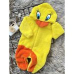 Minizade Welsoft Peluş Unisex Fermuarlı Kışlık Ördek Bebek Uyku Tulumu - Sarı - Turuncu - 1 - 1,5 Yaş