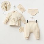 Minizeyn Bej Renk Bebek Zıbın Seti 6 Parça 7083 - 0 - 1 Ay