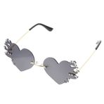 minkissy 1 Çift Spot-Drilling güneş gözlüğü UV kalp gözlük parti gözlüğü ateş şekli güneş gözlüğü şeffaf gözlük retro Sonnenbrille Damen Rave Parti Gözlükleri Eğlenceli Gözlükler Metal Gri