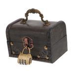 minkissy 1 Set Retro Ahşap Saklama Kutusu Mücevher Düzenleyici Kilitli Vintage Küçük Kasa Vintage Madeni Para Bankası Ahşap Hazine Sandığı Ev Mücevher Saklama Hazine Sandığı Kilitli Metal