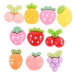 minkissy 10 Adet Reçine Meyve Boncukları Kiraz Çilek Üzüm Limon Düz Sırtlı Kabaşonlar Scrapbooking Süslemeleri İçin Kendin Yap El Sanatları Aksesuarları Saç Tokaları Takı Yapımı Telefon