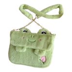 minkissy Peluş Çanta Sevimli Kurbağa Peluş Çanta Kurbağa Çapraz Çanta Omuz Küçük Tüylü Çanta Kurbağa Çantalar Kadınlar İçin Kadın Karikatür Seyahat Vücut Çantası Taşınabilir Çapraz Çanta