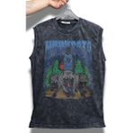Minnesota Yazılı Yıkamalı Kolsuz Tişört, Unisex Basketbol Temalı Sıfır Kollu Retro Atlet - Siyah - 2XL