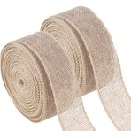 Minnhua 2 adet jüt bant, hediye bandı, geniş, hediye bantları, 4 cm x 12 m, jüt bant, geniş, bahçe hediyesi, bant, kendin yap el işi, hediye paketi, Noel, dekorasyon, düğün, parti, açık kahverengi